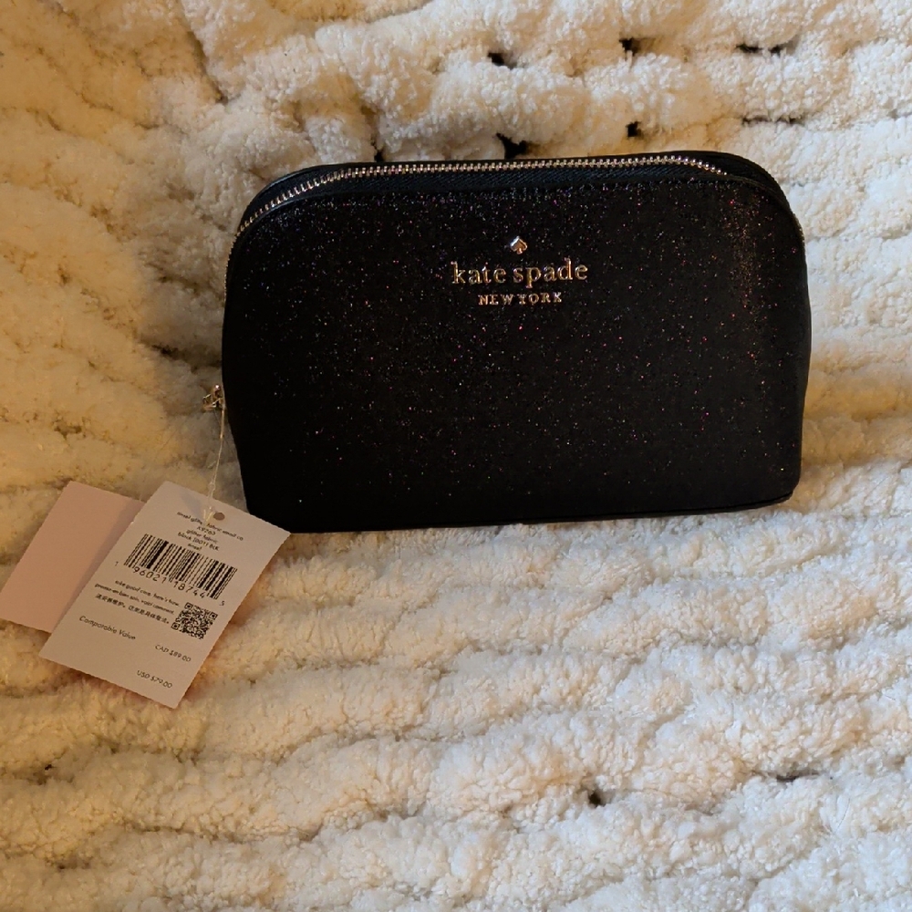 Kate Spade Black Sparkle Cosmetic Bag